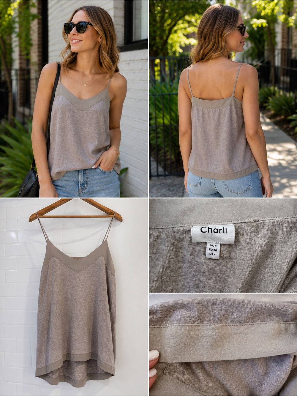 Charli Taupe Mixed Media Cami Tank | Size US 4 (Small)